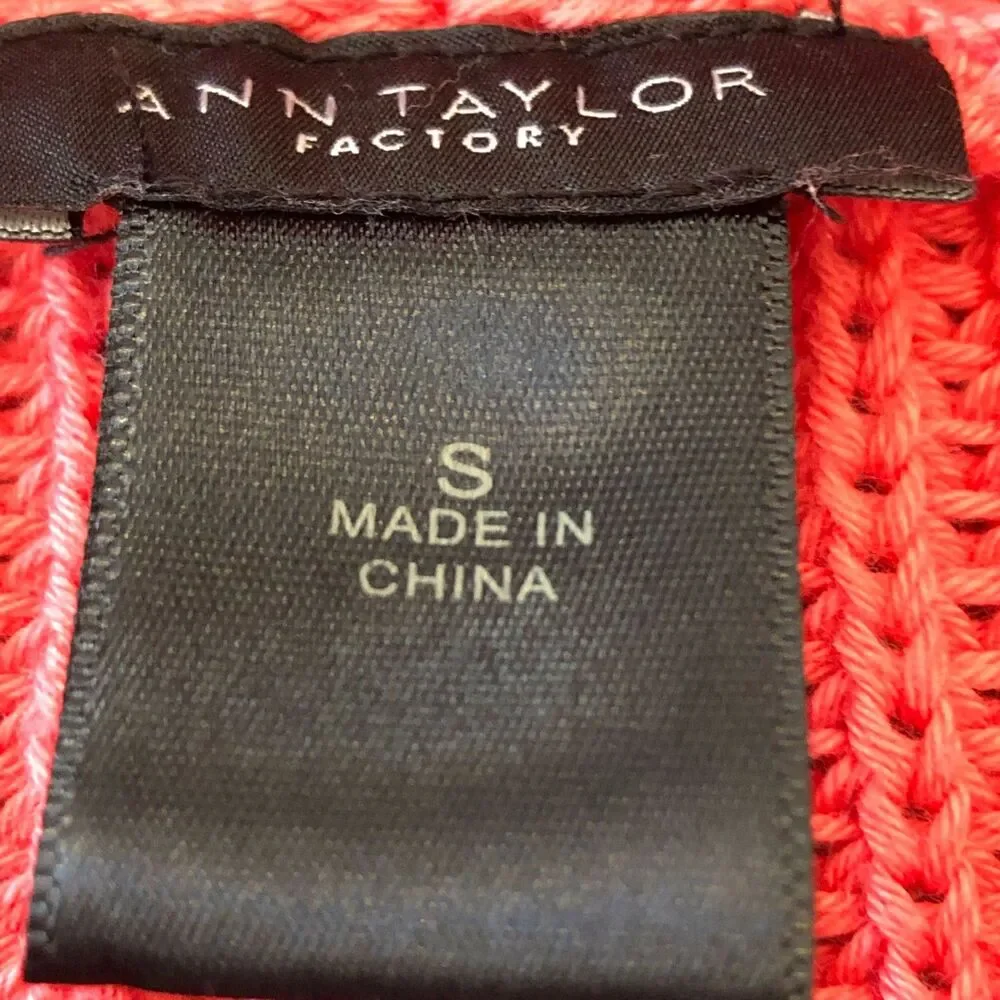 Ann Taylor Factory Coral V-Neck Sweater SM